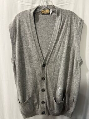 Fendi Gray Knit Sleeveless Cardigan Vest